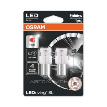 P21W 12V-LED (BA15s) Red 1.9W LEDriving SL (бл.2шт.) 3 пок. 7506DRP-02B